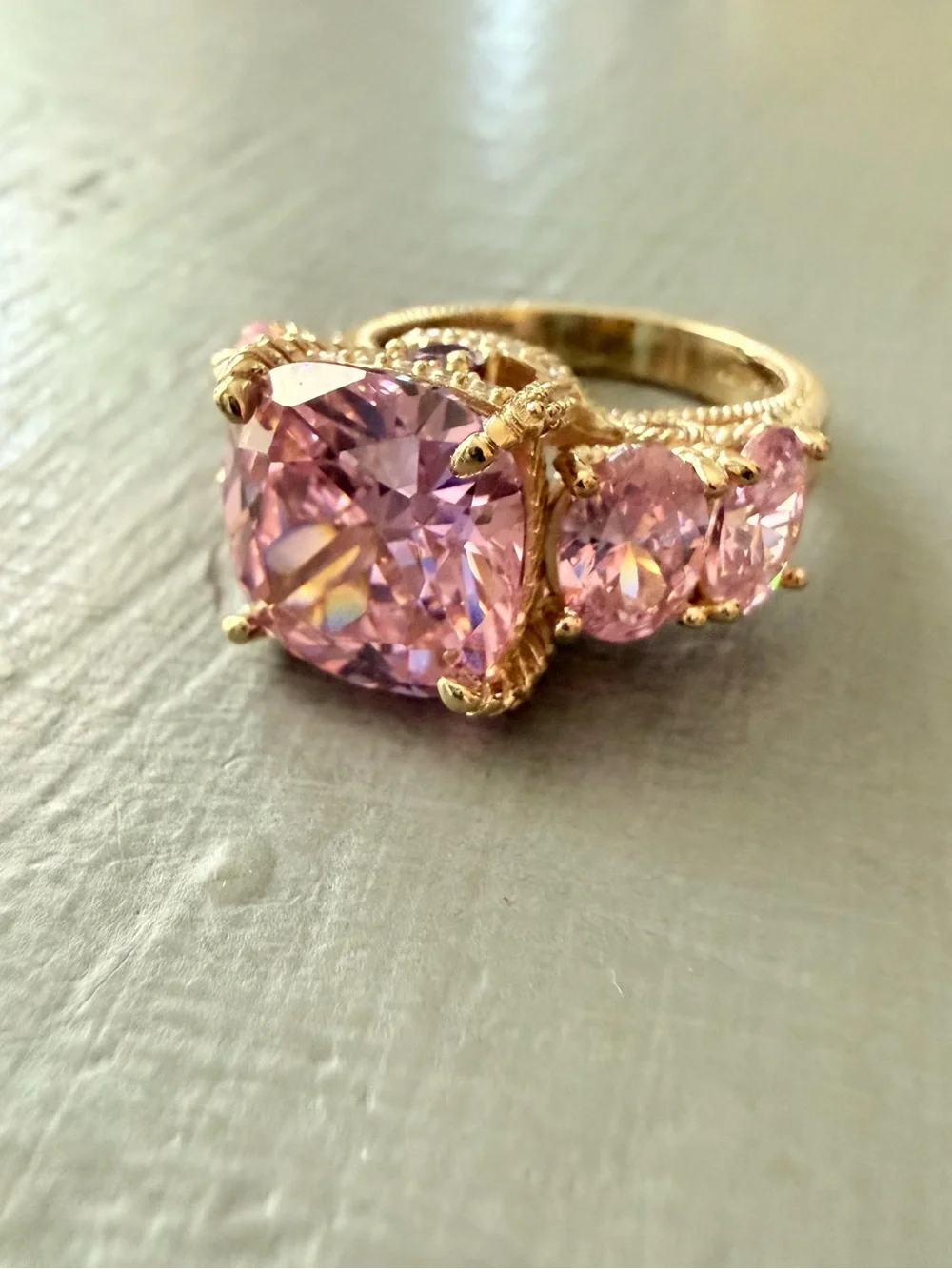 Judith Ripka 925 Sterling Silver 14k Gold Clad Ring 7 NEW
